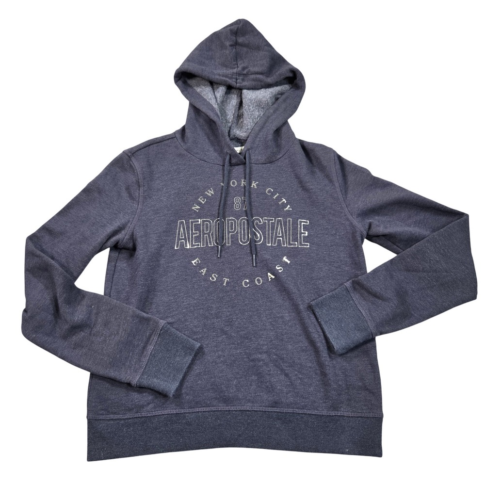 Aeropostale Hoodie Womens XS Gray NYC 87 East Coast Pullover Sweatshirt